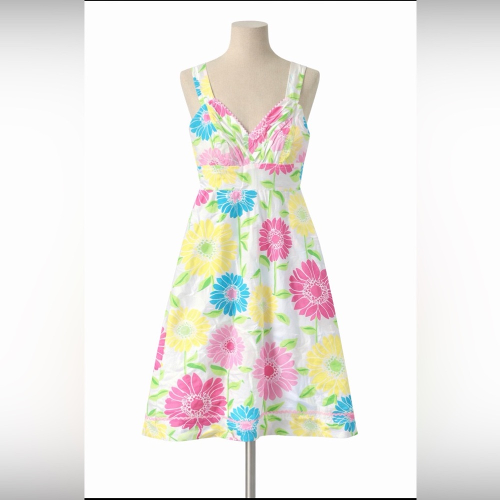 NWT Lilly Pulitzer Kinsey Dress Womens Sz 8 Cabana Floral Cotton  Flare Sundress